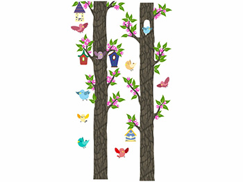 Sticker perete, Folina, Copaci şi păsări , 250 cm