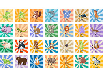 Sticker Alfabetul animalelor, Folina, pentru copii, multicolor, 20x20 cm