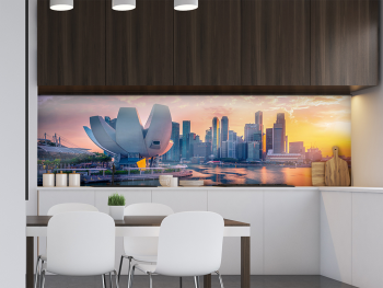 Autocolant perete, Folina, peisaj urban la apus, rolă de 67x200 cm, cu racletă şi cutter incluse Autocolant-bucatarie-golful-Marina-Singapore-1-3906