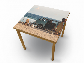 Autocolant blat masă, model plajă vintage, 100 cm lățime