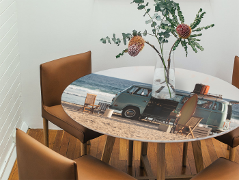 Autocolant blat masă, model plajă vintage, 100 cm lățime