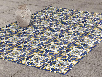 Autocolant gresie şi podele, Folina, model pătrate albastre, 120 cm lăţime