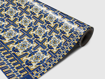 Autocolant gresie şi podele, Folina, model pătrate albastre, rolă de 200x120 cm 