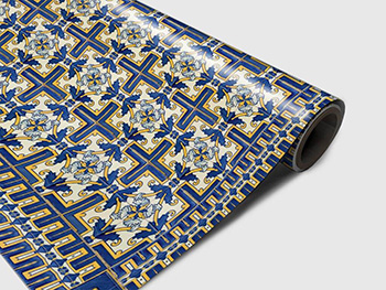 Autocolant gresie şi podele, Folina, model pătrate albastre, rolă de 200x120 cm