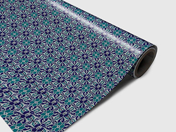 Autocolant gresie şi podele, Folina, model floral albastru/turcoaz, 120 cm lăţime