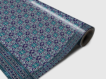 Autocolant gresie şi podele, Folina, model floral albastru/turcoaz , rolă de 200x120 cm