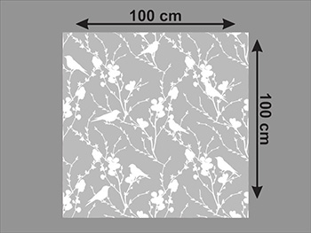 Folie geam autoadezivă, Folina Veneciano White, sablare cu crengi şi păsări, rolă de 100x100 cm