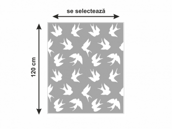 Folie geam autoadezivă Păsări, cu model decupat, rolă cu lățimea de 120 cm, racletă inclusă 