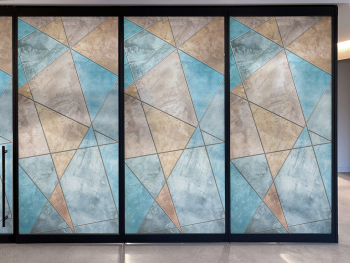 Folie sablare uşă din sticlă, Folina, mozaic cu umbre, rolă de 100x210 cm, cu racletă aplicare şi cutter incluse