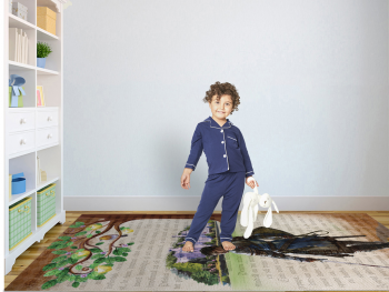 Covor antiderapant pentru camera copii, din pvc, model Prâslea cel voinic, linoleum antiderapant la rolă de 80x158 cm lățime.
