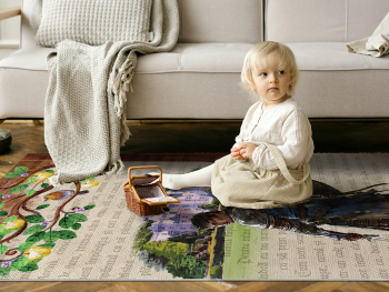 Covor antiderapant pentru camera copii, din pvc, model Prâslea cel voinic, linoleum antiderapant la rolă de 80x158 cm lățime.