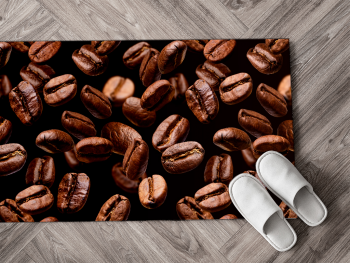 Covor antiderapant pentru bucătărie, din pvc, model Coffee Beans, linoleum antiderapant la rolă de 80 cm lățime