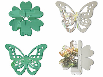Set 4 stickere Clara, flori şi fluturi din oglindă acrilică argintie şi verde set-4-stickere-oglinda-clara-verde-6542