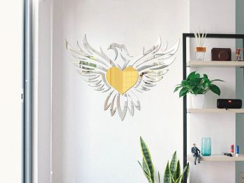 Decoraţiune de perete pasărea Phoenix, din oglindă acrilică aurie și argintie, 46x60 cm Decoratiune-de-perete-pasarea-Phoenix-din-oglinda-acrilica-simulare-1-2758