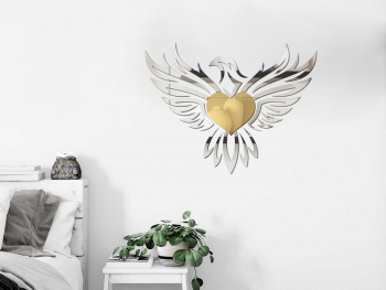 Decoraţiune de perete pasărea Phoenix, din oglindă acrilică aurie și argintie, 46x60 cm Decoratiune-de-perete-pasarea-Phoenix-din-oglinda-acrilica-simulare-1-2758