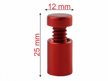 Distanţiere semnalistică roșu mat, Folina, din inox, 12 x 25 mm