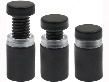 Distanţiere semnalistică negru mat, Folina, din inox, 12 x 20 mm - set cu șurub si diblu incluse