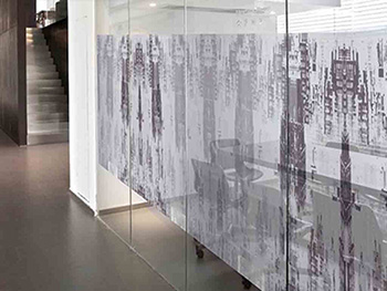 Folie sablare decorativă City, Folina, cu model transparent, lățime 122 cm