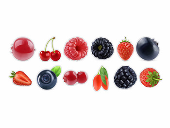 Set 12 stickere faianţă bucătărie, Folina, model Fructe de pădure, multicolor