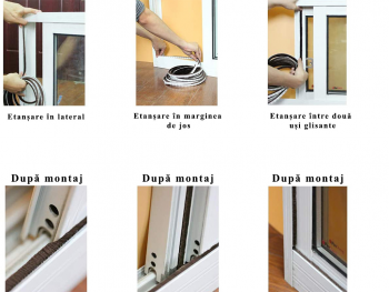 Bandă autoadezivă tip perie, pentru etanșare ferestre, uși glisante, dressing-uri, rolă de 5m 