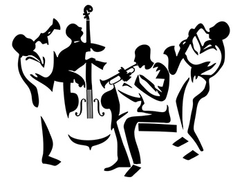 Sticker perete decorativ Jazz Band, Folina, negru, 120x98cm