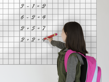 Folie tablă şcolară albă, Aslan, whiteboard cu liniatură matematică, autoadezivă, 130 cm lăţime
