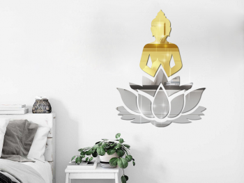 Set oglindă Buddha și lotus, aurie și argintie, 90x120 cm