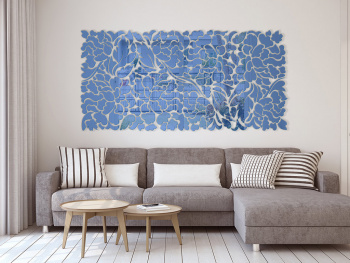 Oglindă decorativă Flower Blossom, Folina, culoare albastră, dimensiune oglindă 200x93 cm