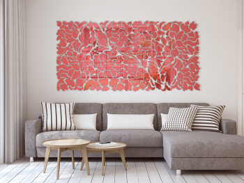 Oglindă decorativă Flower Blossom, Folina, culoare roșie, dimensiune oglindă 200x93 cm