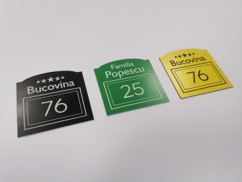 Plăcuță număr model Primo, din acril colorat, cu text personalizat Placuta-personalizata-model-gravat-pentru-usa-y1-2415