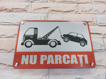 Plăcuţă cu text NU PARCATI, material reflectorizant, din acril 3mm grosime Simulare-indicator-nu-parcati-ridicare-auto-1-7589