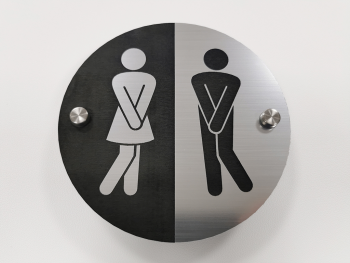 Plăcuță indicatoare pentru toaletă,din bond dimensiune 15x15 cm, distanțiere incluse