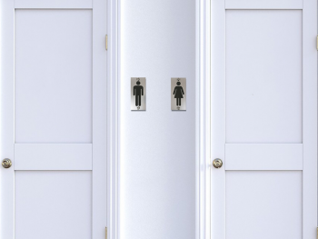 Set 2 plăcuțe indicatoare pentru toaletă, din bond,15x7,5 cm, distanțiere incluse.