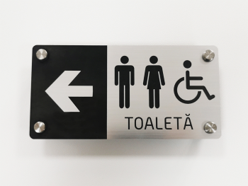 Plăcuță indicatoare pentru toaletă,din bond dimensiune 20x10 cm, distanțiere incluse.