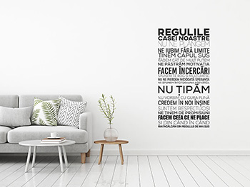 Sticker decorativ Regulile casei, Folina, planșă mare de 145x75cm, racletă de aplicare inclusă Regulile-casei-noastre-simulare-2-2073