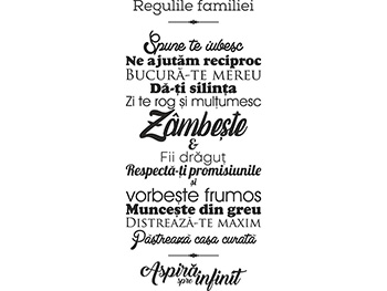 Sticker perete Regulile familiei, Folina, Negru, 145x65cm