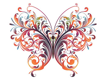Sticker Fluture stilizat, Folina, multicolor