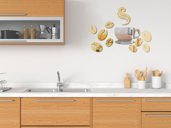 Decoraţiune perete bucătărie, Ceașcă și boabe cafea, set 12 oglinzi acrilice argintii şi aurii Set-12-piese-oglinda-acrilica-ceasca-de-cafea-si-boabe-simulare-2-5278