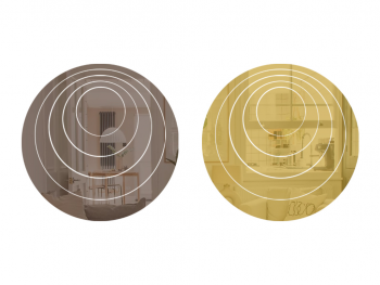 Set 10 stickere oglindă cercuri, Folina, decoraţiune perete din oglindă acrilică bronz şi aurie
