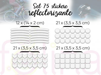 Set 75 stickere reflectorizante Honeycomb pentru îmbunătățirea vizibilității rutiere