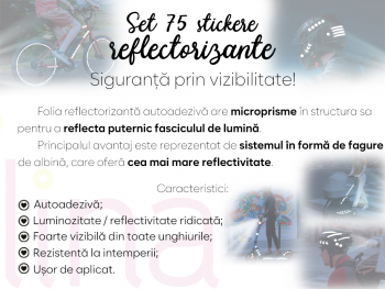 Set 75 stickere reflectorizante Honeycomb pentru îmbunătățirea vizibilității rutiere