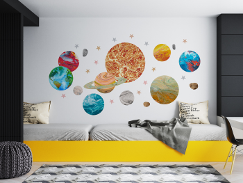 Set stickere cu planete, planșă 133 x 120 cm