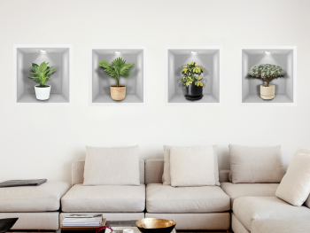 Set stickere perete, model 3D cu plante, dimensiune individuală de 36x35 cm