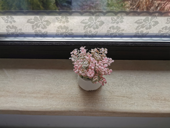 Sticker geam, Folina, bordură decorativă, model floral gri, 10x135 cm