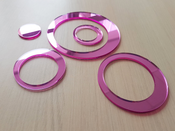 Set 15 stickere oglindă cercuri, Folina, decoraţiune perete din oglindă acrilică roz