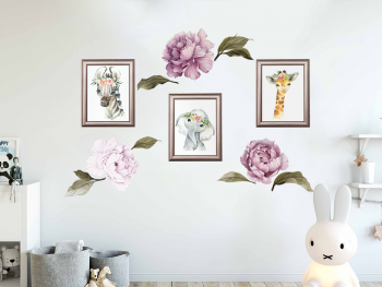 Set stickere tablouri cu animale și flori, Folina, planșă 100x100 cm
