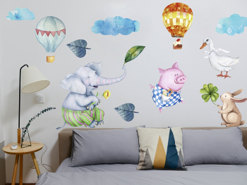 Set 25 stickere Wonderland, decoraţiune cu animale pentru camera copiilor, planșă de 120x120 cm