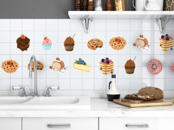 Set 20 stickere Prăjituri, Folina, autoadezive, multicolor
