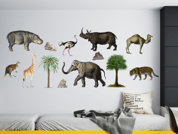 Stickere repoziționabile pentru copii, animale diverse, planșă de 100 x 150cm
