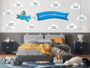 Sticker Nori cu mesaje, Folina, decoraţiune pentru şcoli şi grădiniţe, racletă de aplicare inclusă